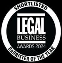 Black and white Legal Business Awards 2024 logo,