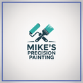Logo: turquoise paint roller and brush crossed, "Mike's Precision Painting" text, white background.