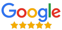 A google logo with five stars on it