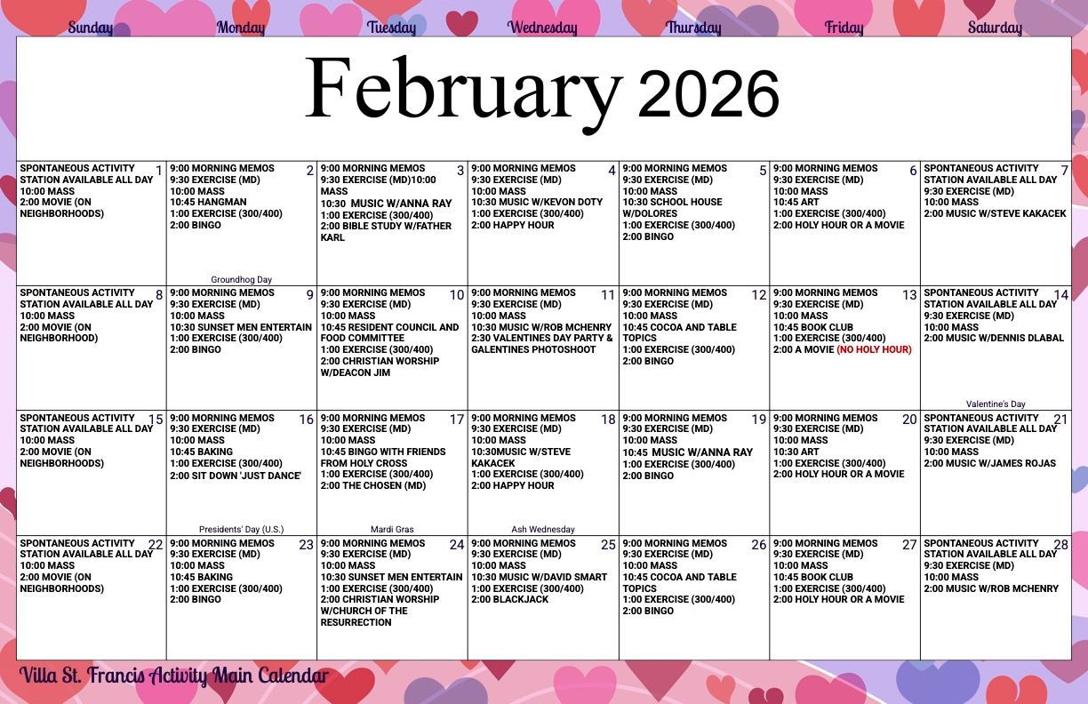 Main Activity Calendar