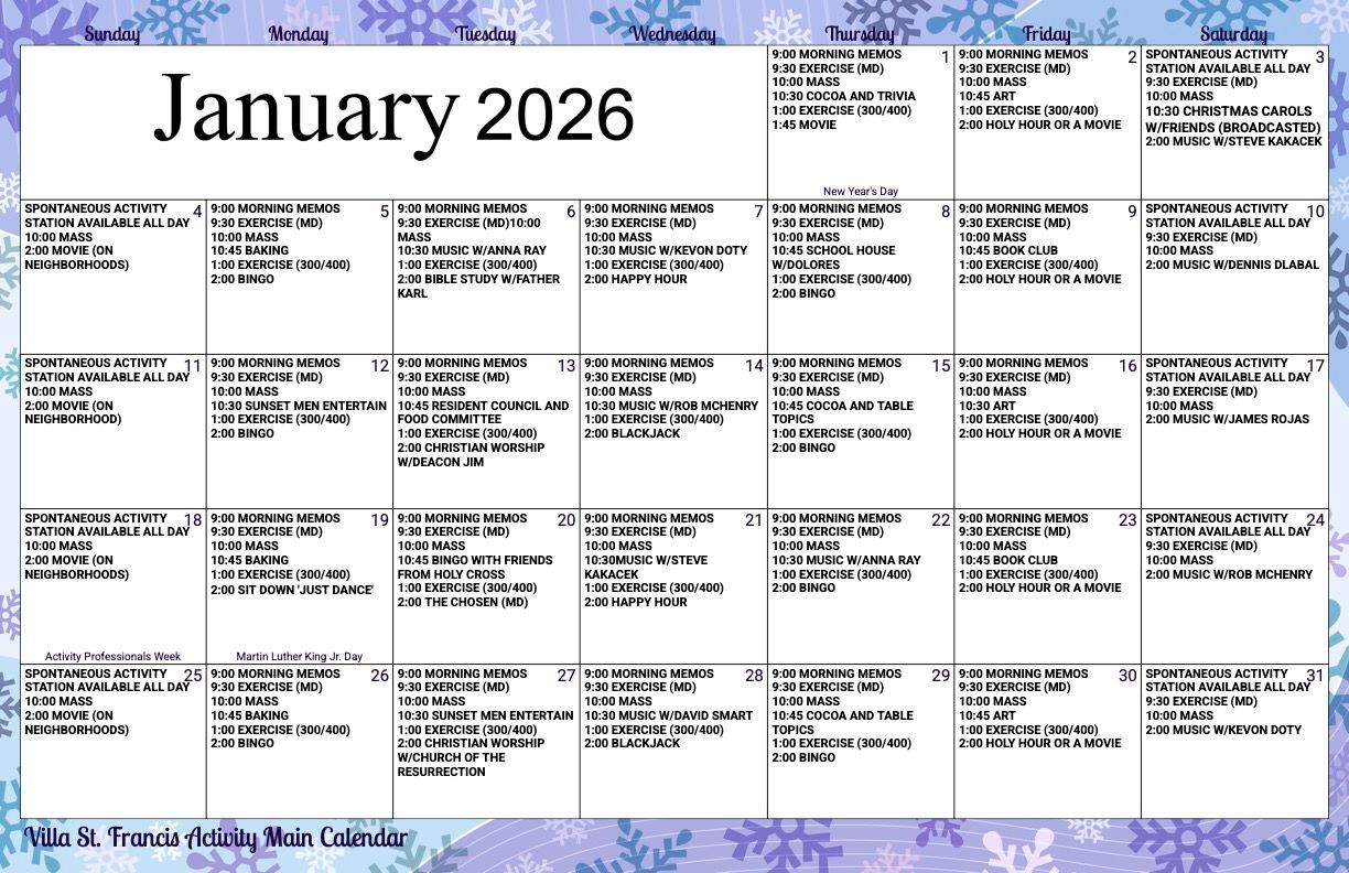 Main Activity Calendar