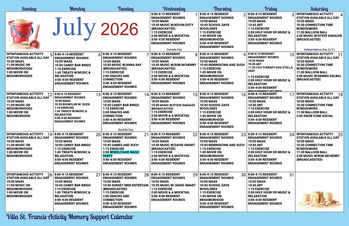 Memory Support Calendar