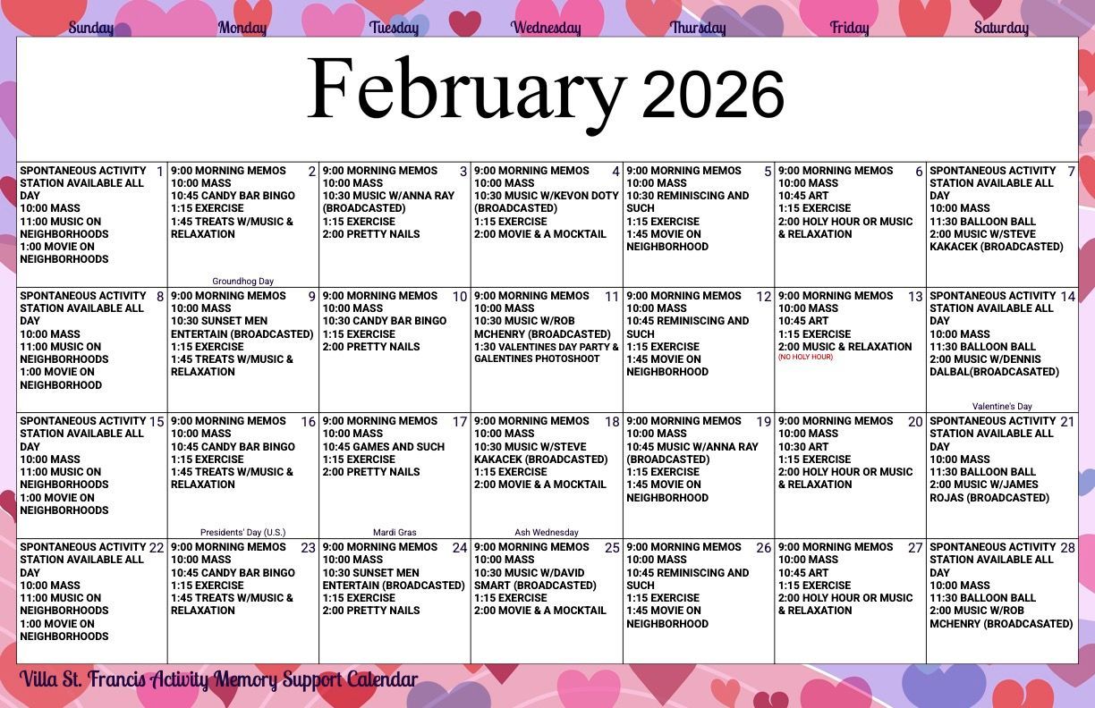 Memory Support Calendar