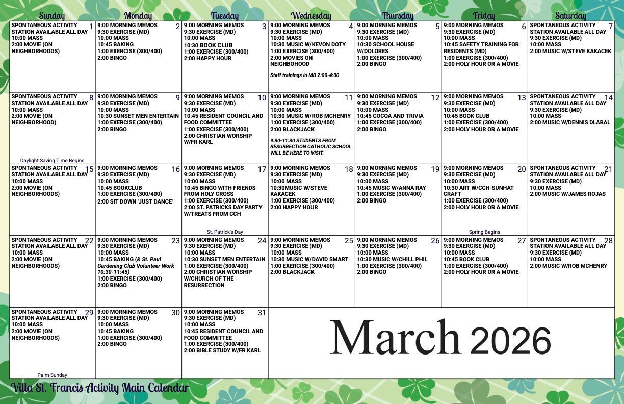 Main Activity Calendar