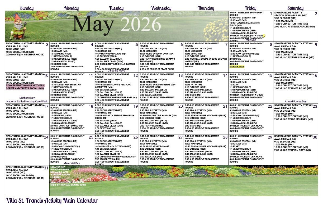 Main Activity Calendar