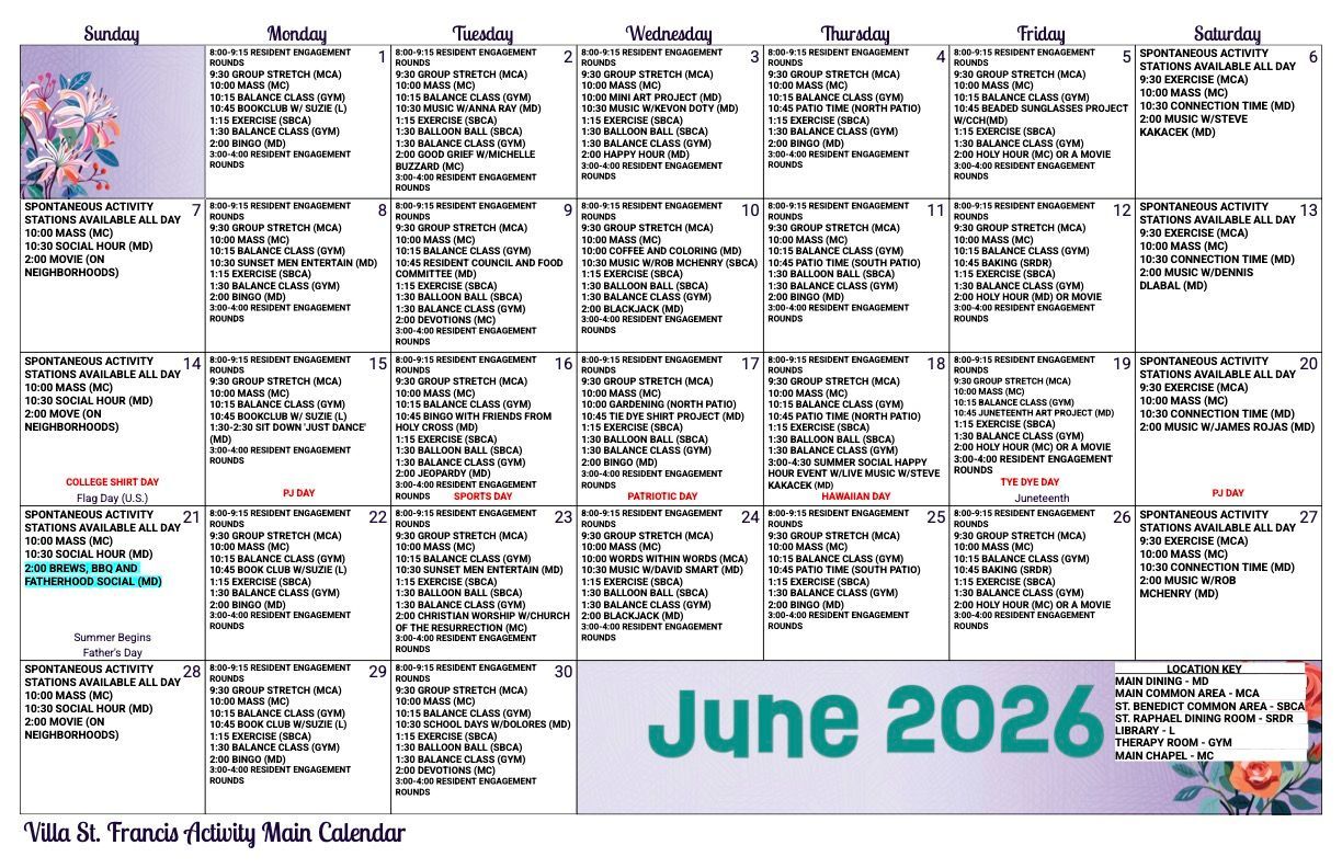 Main Activity Calendar