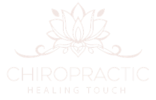 White chiropractic logo with lotus and the words “CHIROPRACTIC HEALING TOUCH”