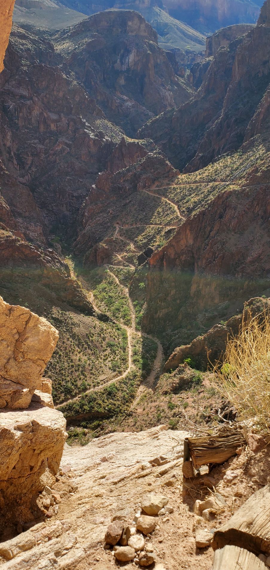 A view of a canyon from the top of a mountain.