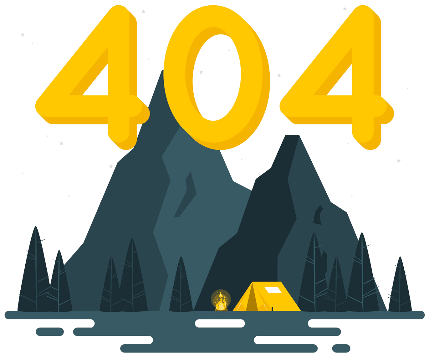 An illustration of a mountain with the number 404 above it