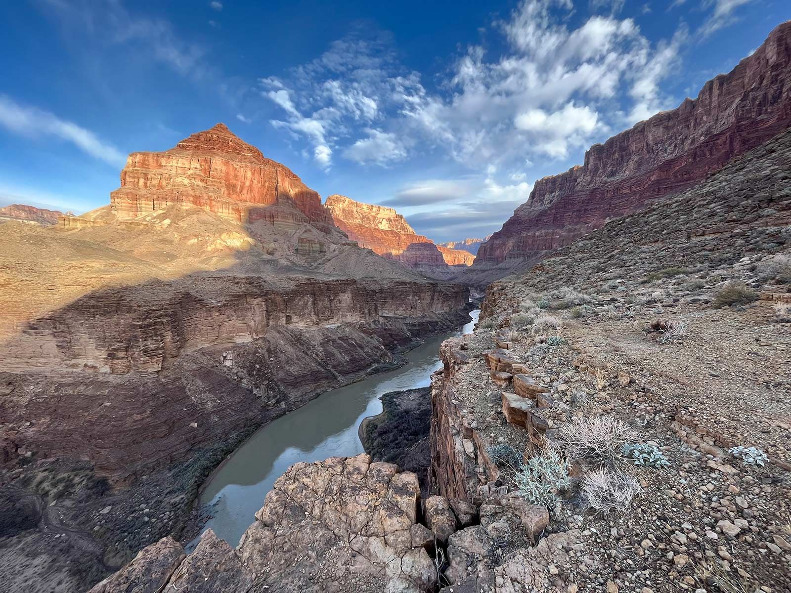 An aerial view of the grand canyon at sunset.