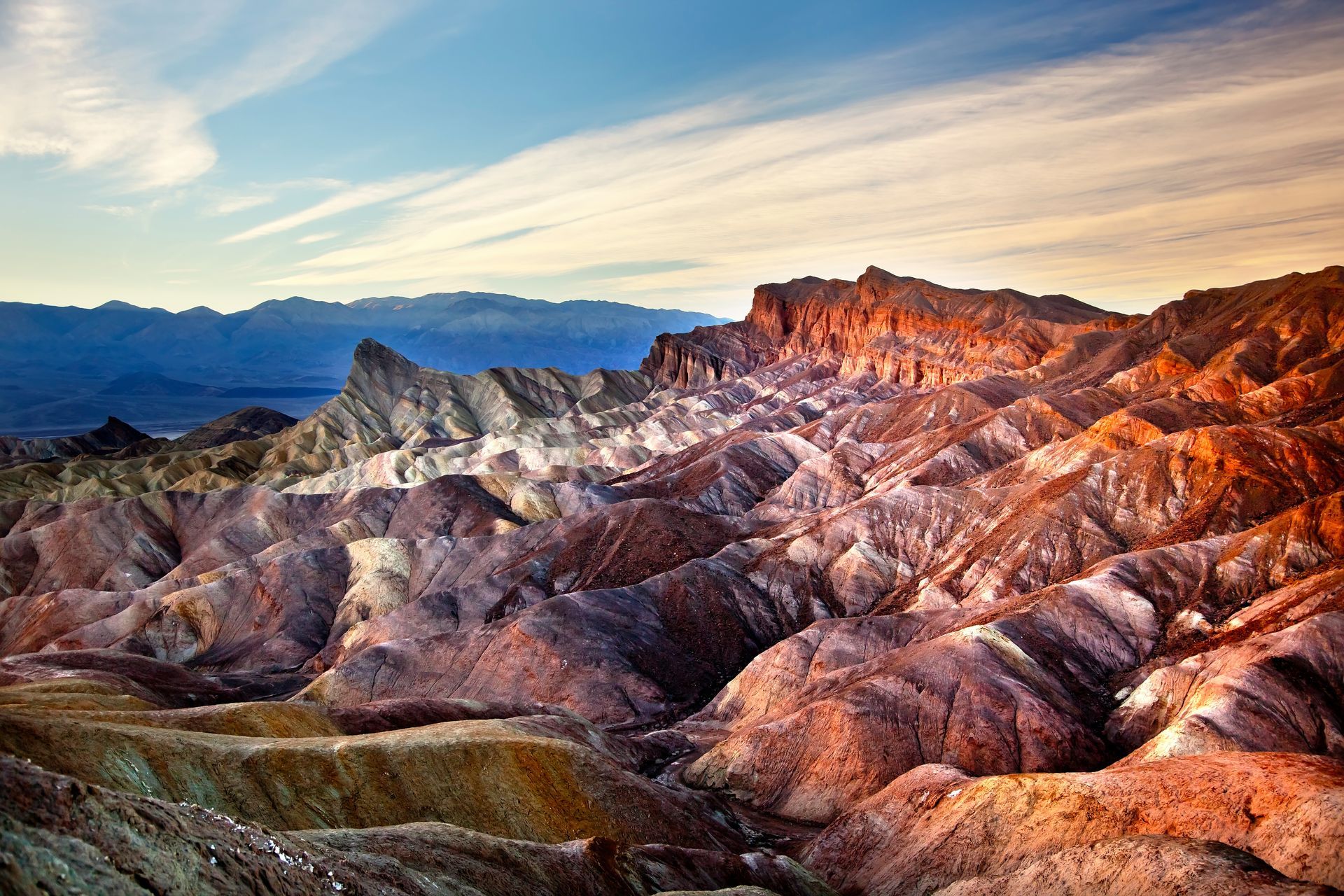 Mountains of many colors of orange