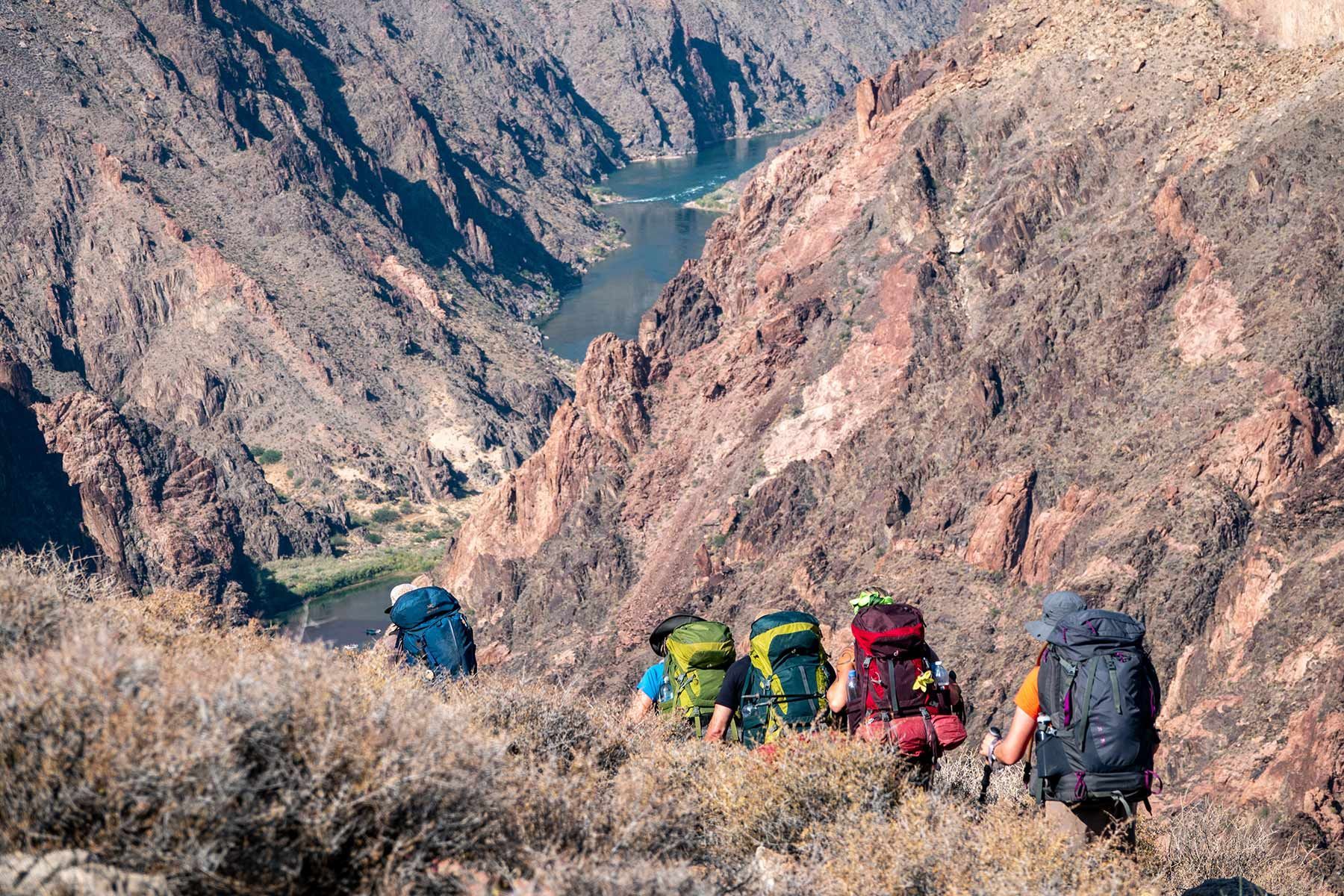 people hiking through Hermit Loop