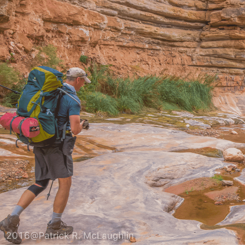 A man with a backpack