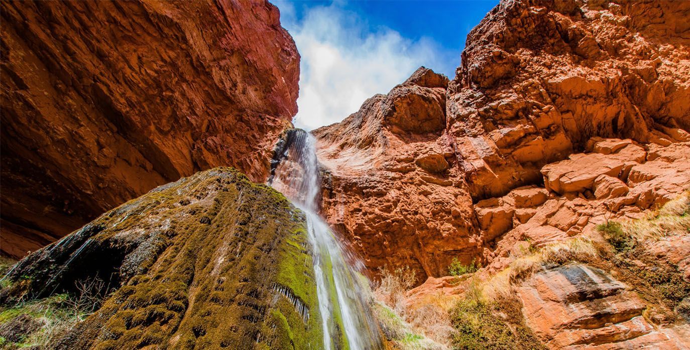 Waterfall in the Middle of a Canyon