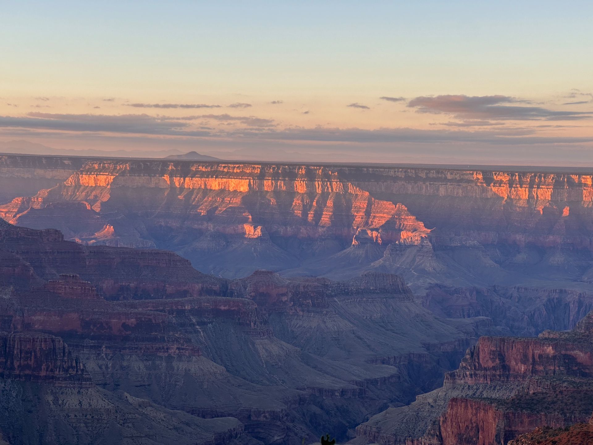 A view of the grand canyon at sunset.