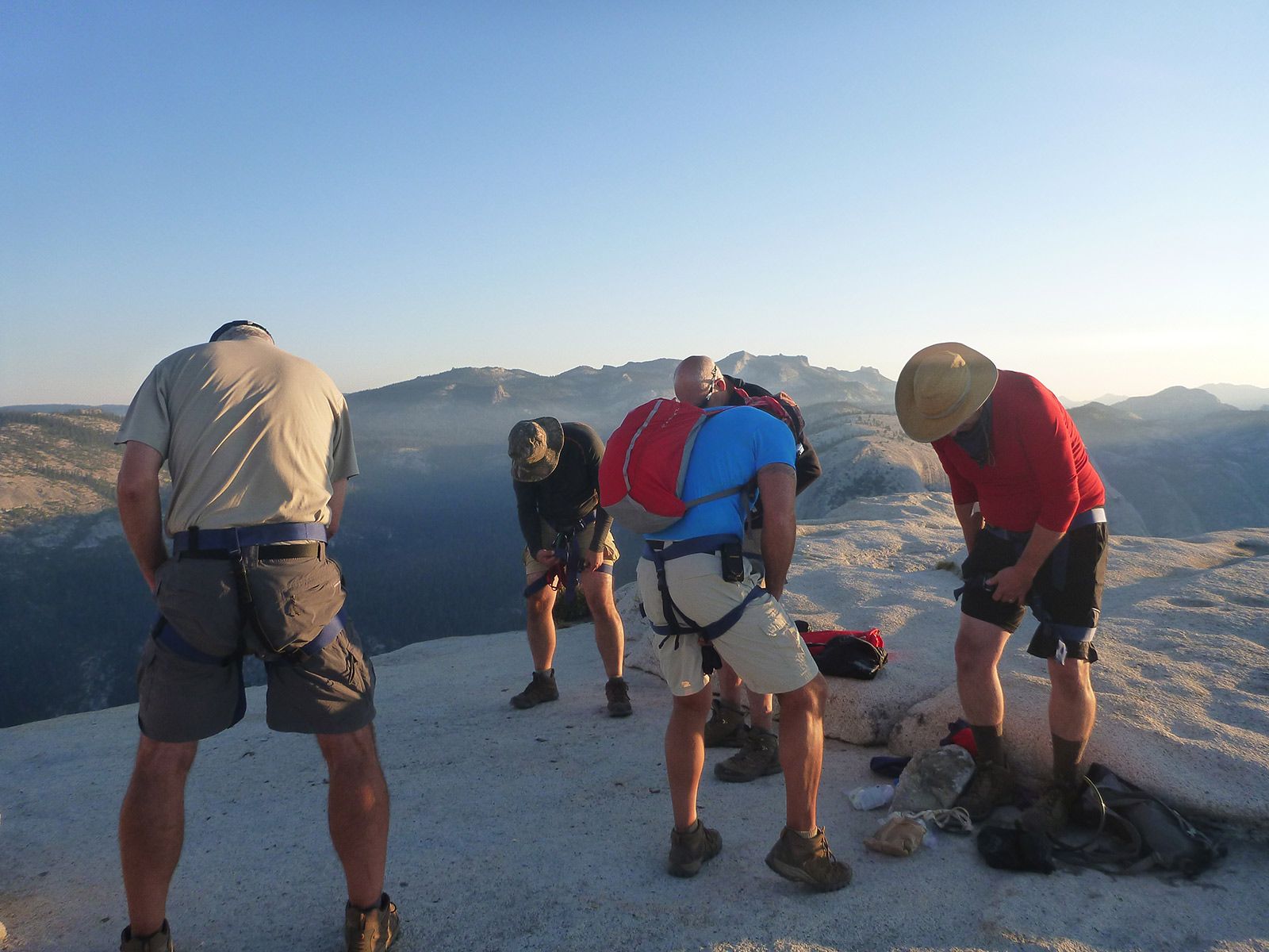 a group of people getting ready to hike in yosemite national park
