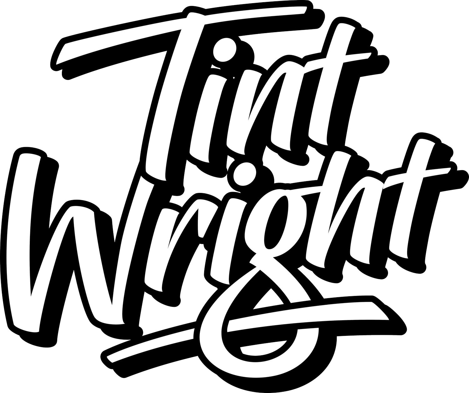 A black and white logo for tint wright on a white background.