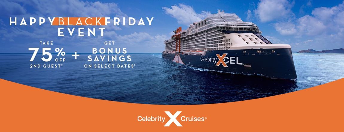 People celebrating on a cruise ship with summer sale details: 75% off, $500 on cash, and $450 onboard spending money.