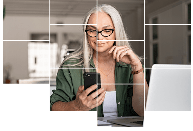 Stylish Senior Woman with Phone — Plano, Tx — UBP Insurance