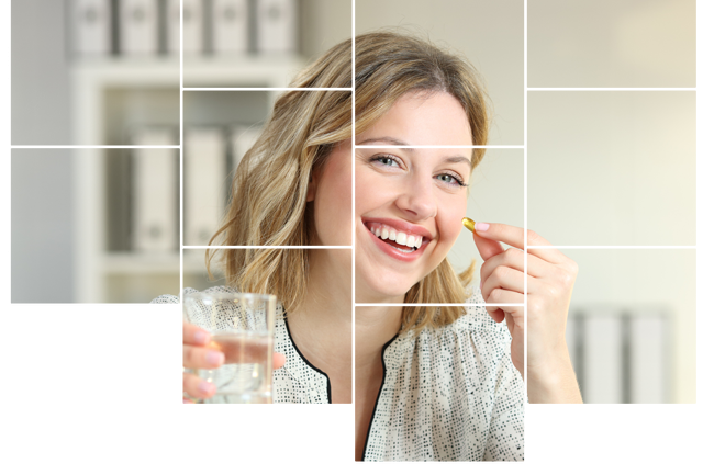 Happy Woman Showing a Vitamin Supplement — Plano, Tx — UBP Insurance