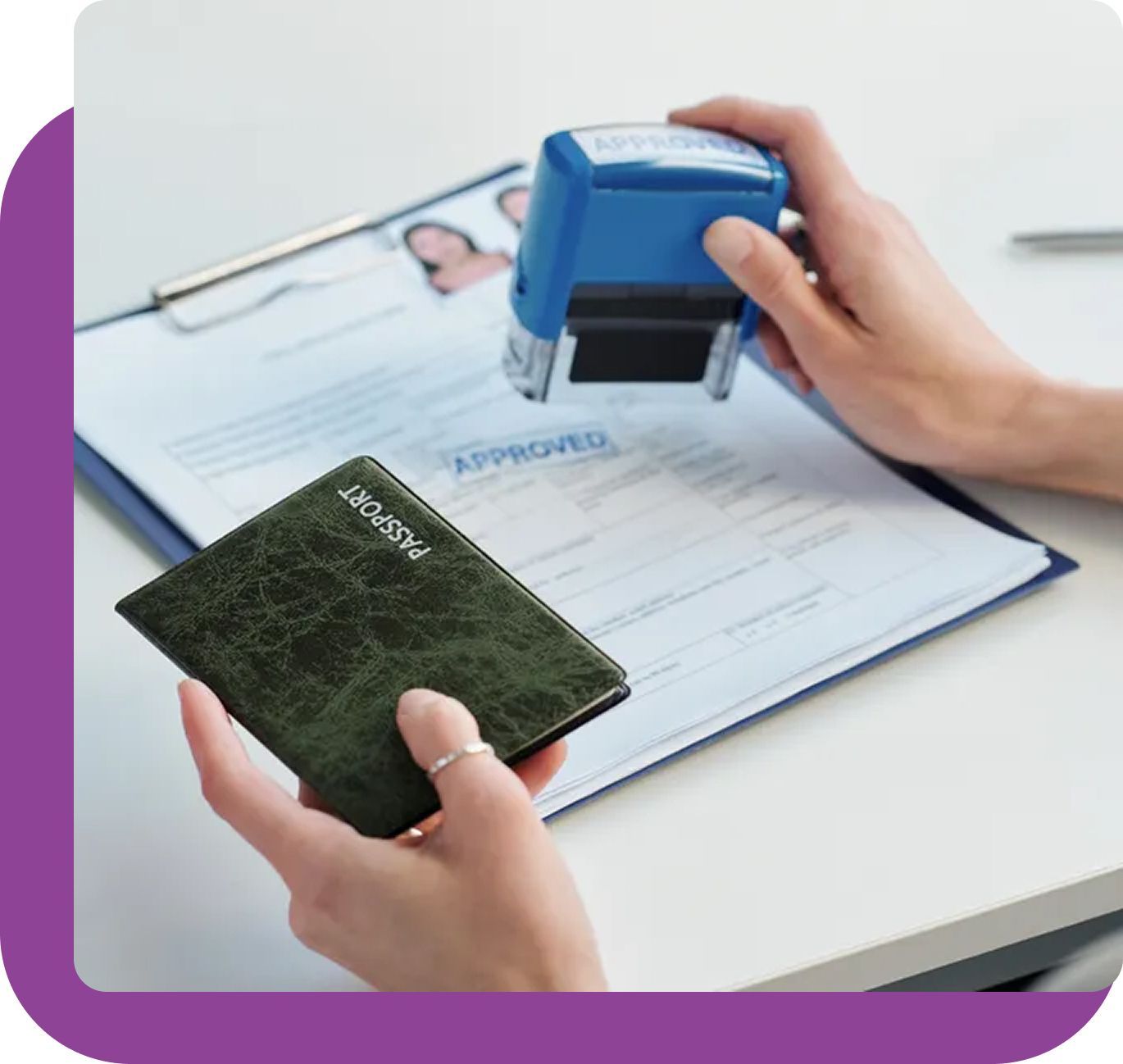 A passport with a visa stamp on it