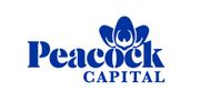 Peacock Capital logo in blue with stylized peacock above the company name.