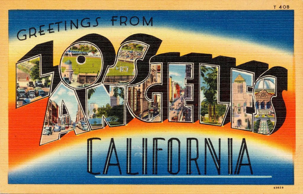 A postcard that says greetings from los angeles california