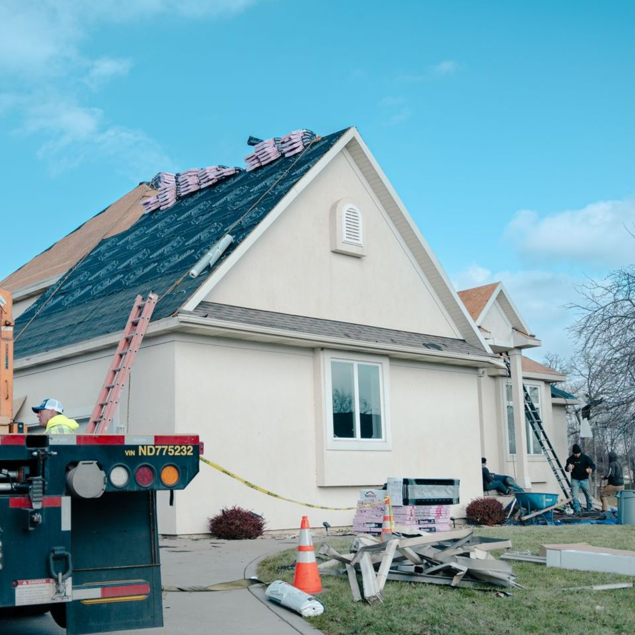 Pursuit Exteriors installating a new roof in Cedar Lake Indiana