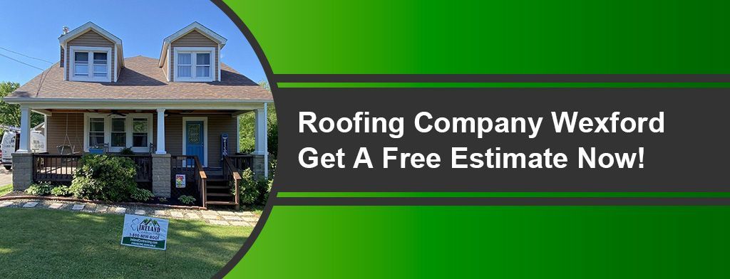 House with roofing company advertisement: 