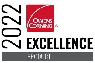 2022 Owens Corning Excellence Product award logo in red, white and black.
