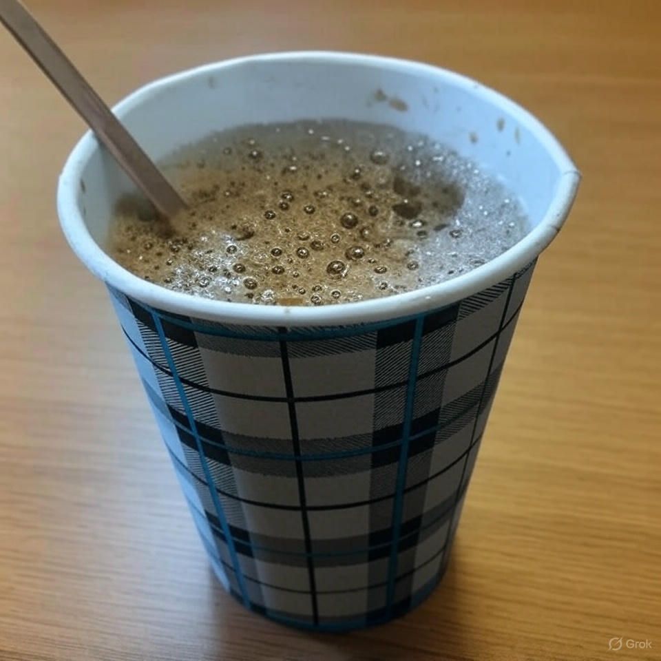 Een kopje koffie met een lepel erin