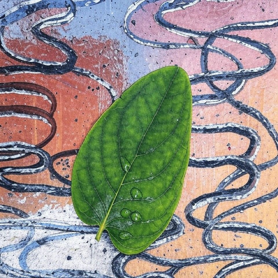 Een groen blad met een druppel water erop