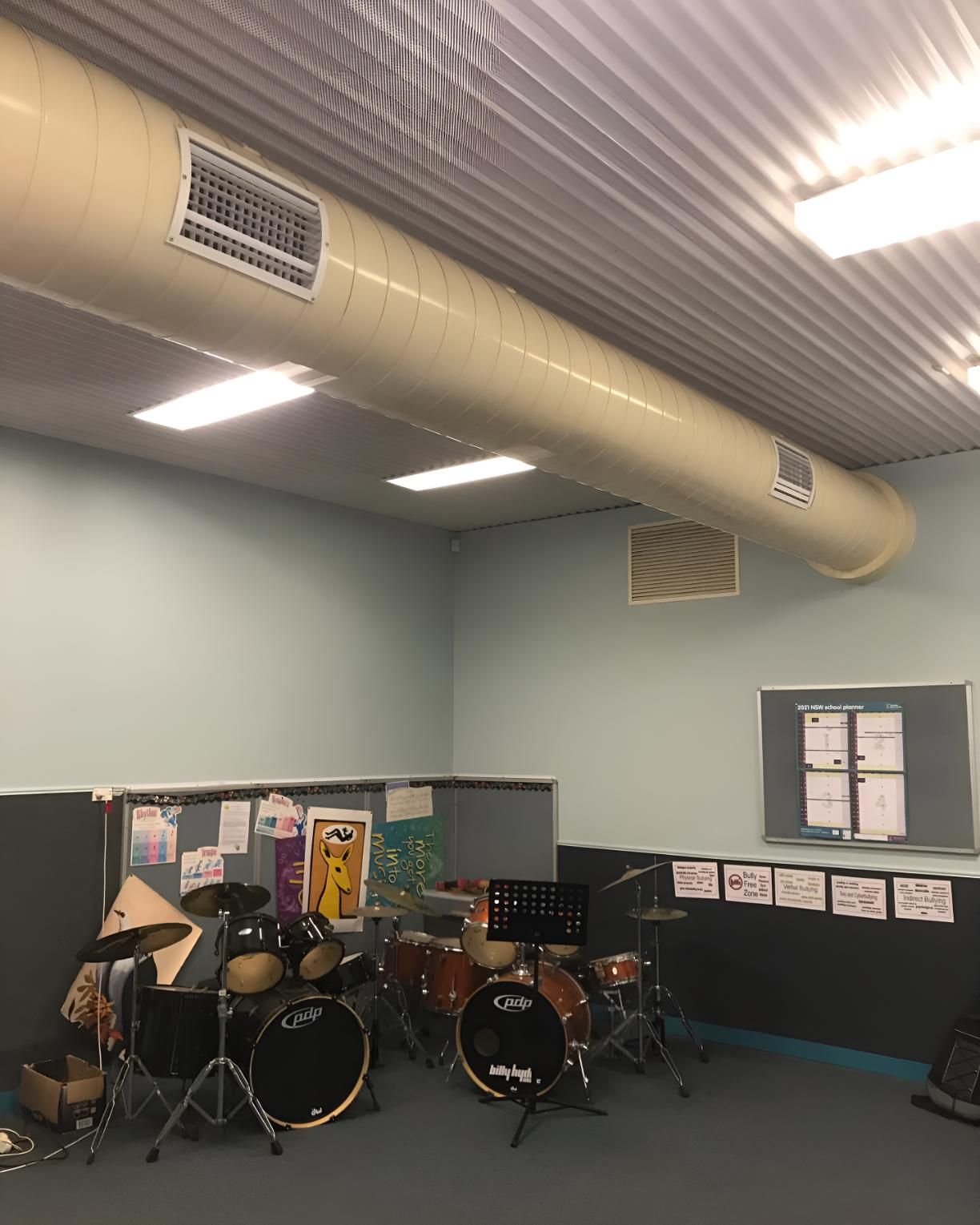 Drum Set in a Room With a Ceiling Air-condition — Coolman Airconditioning in Goonellabah, NSW