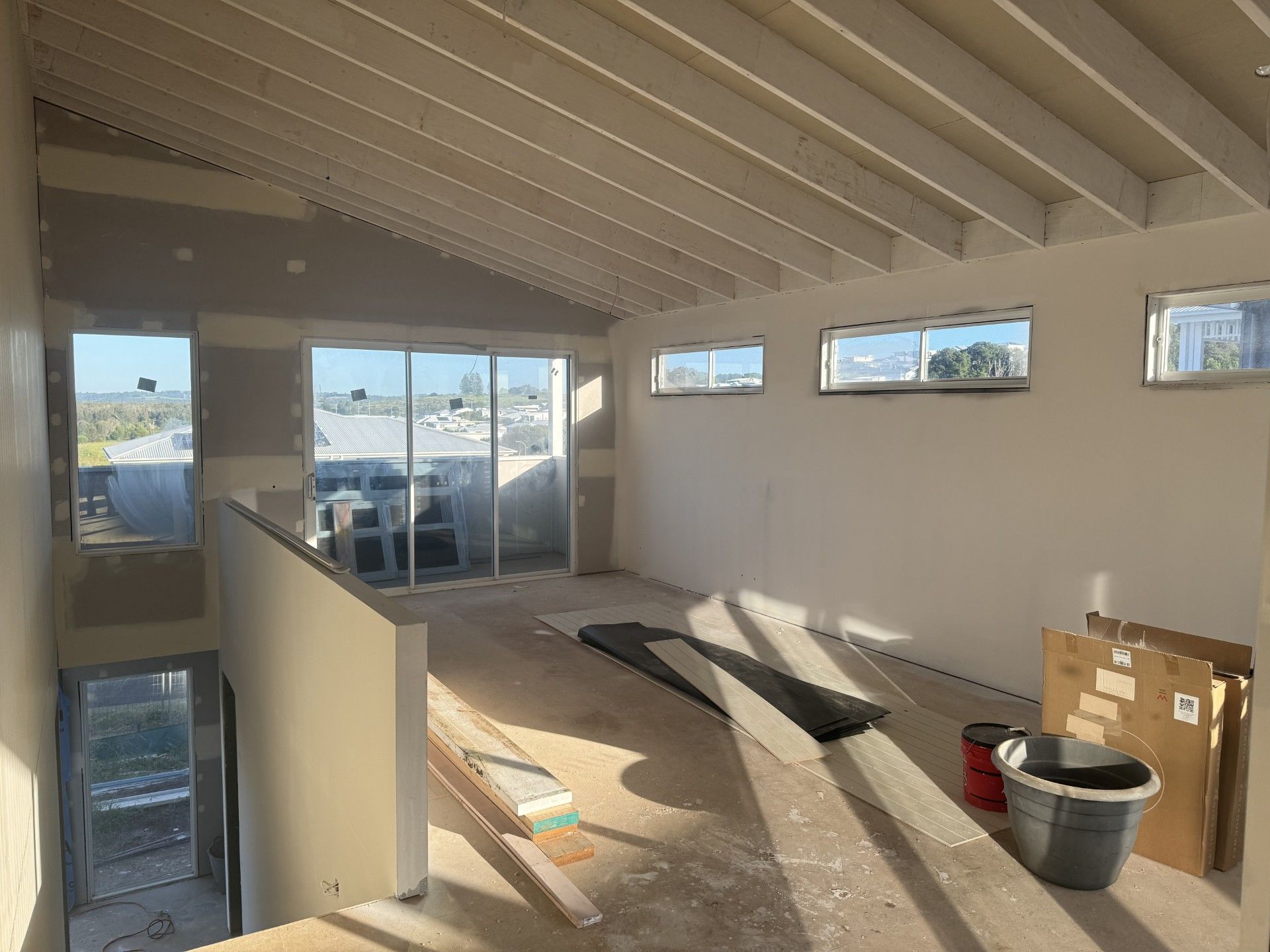 Interior View of A Room Under Construction with Sloped Ceiling — Completely Plastered North Coast in Mullumbimby, NSW