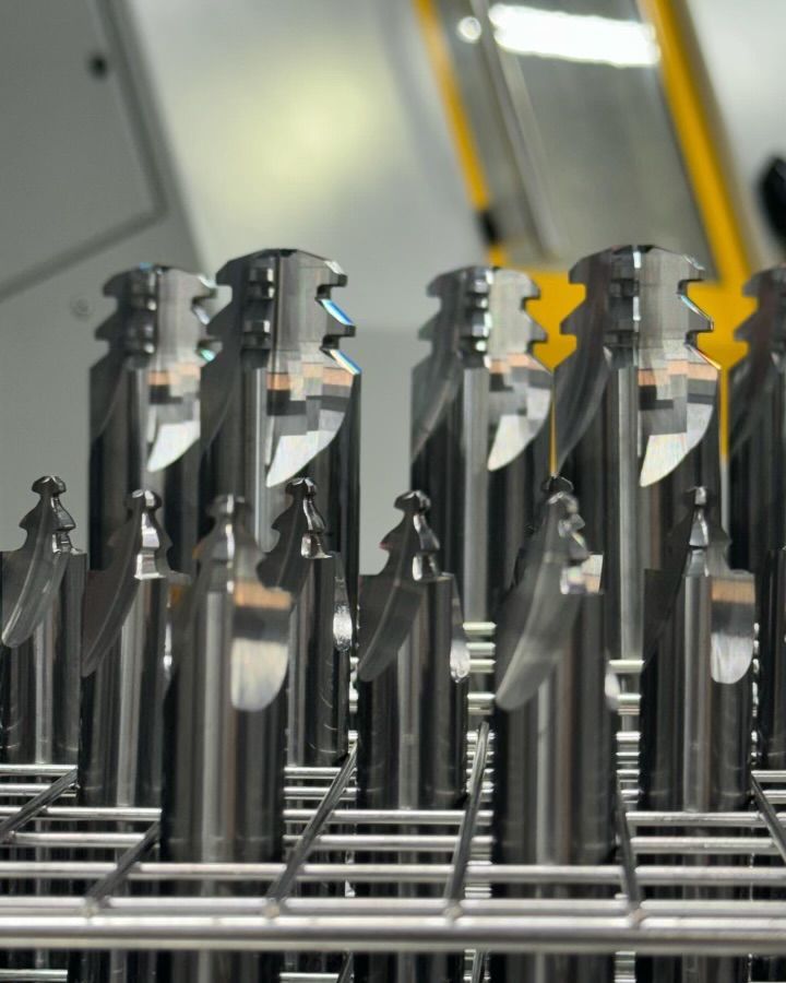 Silver Drill Bit on a Stand