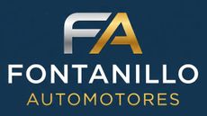 Logotipo: Iniciales “FA” encima de “FONTANILLO AUTOMOTORES” en texto blanco sobre fondo azul oscuro; la “A” es dorada.