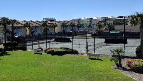 View of tennis courts