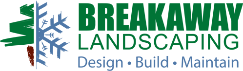 The logo for breakaway landscaping design build maintain