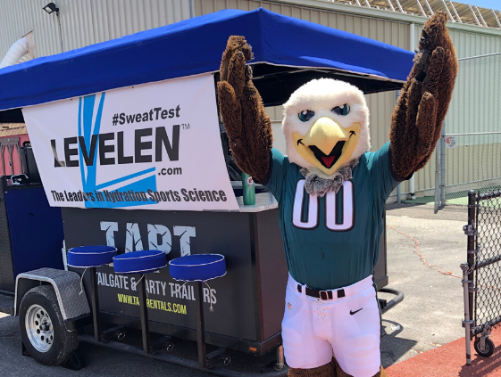 TAPT Bar Trailer used for Levelen Hydration with a visit from Swoop at the NFLPA Summer camp in Ocean City, New Jersey