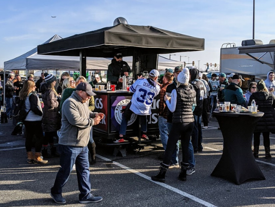 TAPT Bar Trailer and professional tailgate service for Riggs Distler at Eagles game