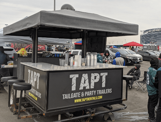 TAPT Bar Trailer and professional tailgating service for Giants game at Metlife Stadium