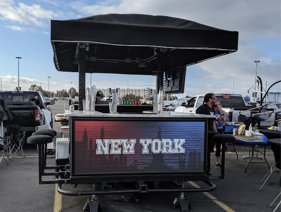 TAPT Bar Trailer rental and professional tailgate service for a Giants game at Metlife Stadium