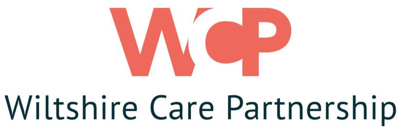 WCP logo: Red letters over dark green text that reads