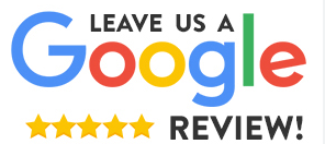 'Leave us a Google Review!' with the Google logo and five golden stars. 'Leave us a Google Review!' with the Google logo and five golden stars.