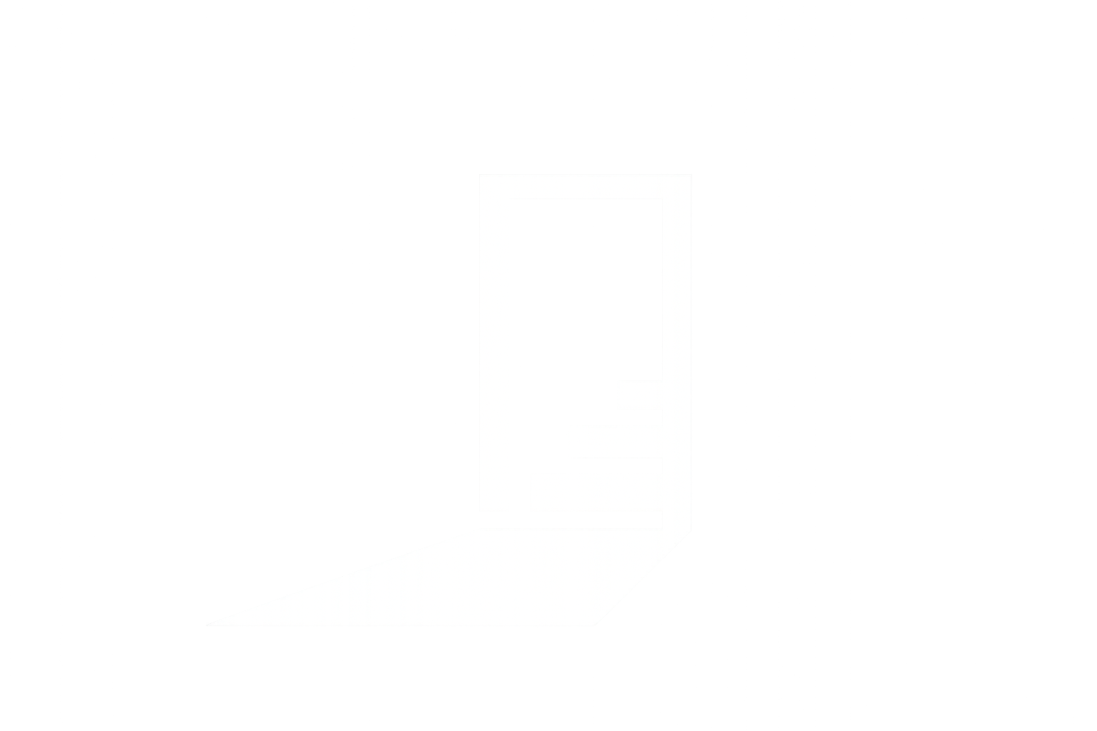 White graphic of a vertical rectangle on top of a smaller horizontal rectangle.