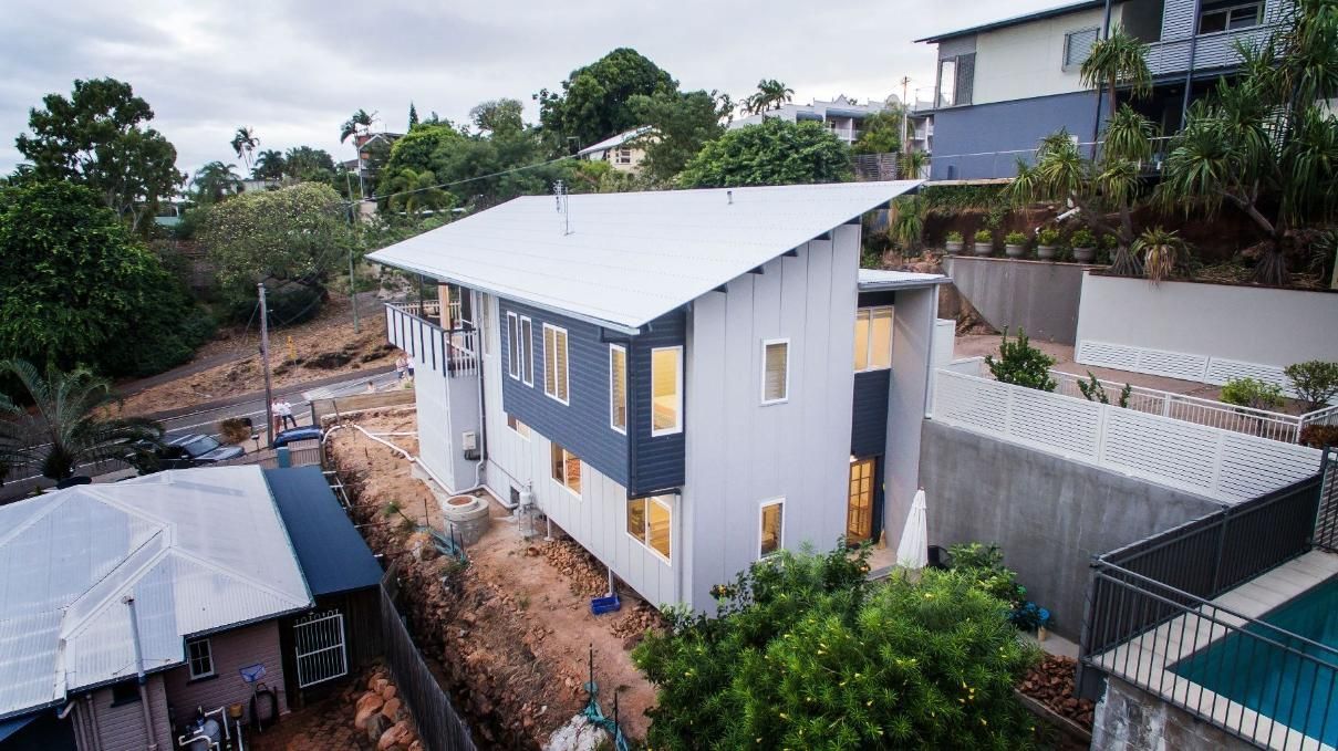 An Aerial View of a House Under Construction in a Residential Area — Pro-Jax Pty Ltd in Bohle, QLD