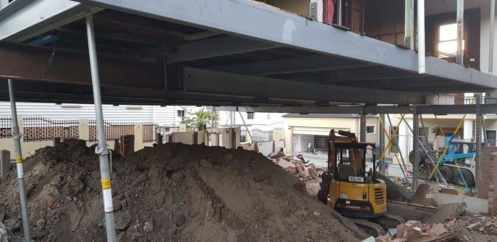 Construction Site With a Steel Structure Supporting a Second Level — Pro-Jax Pty Ltd in Bohle, QLD