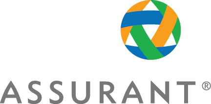 The logo for assurant is a blue , green , and orange circle with a triangle in the middle.