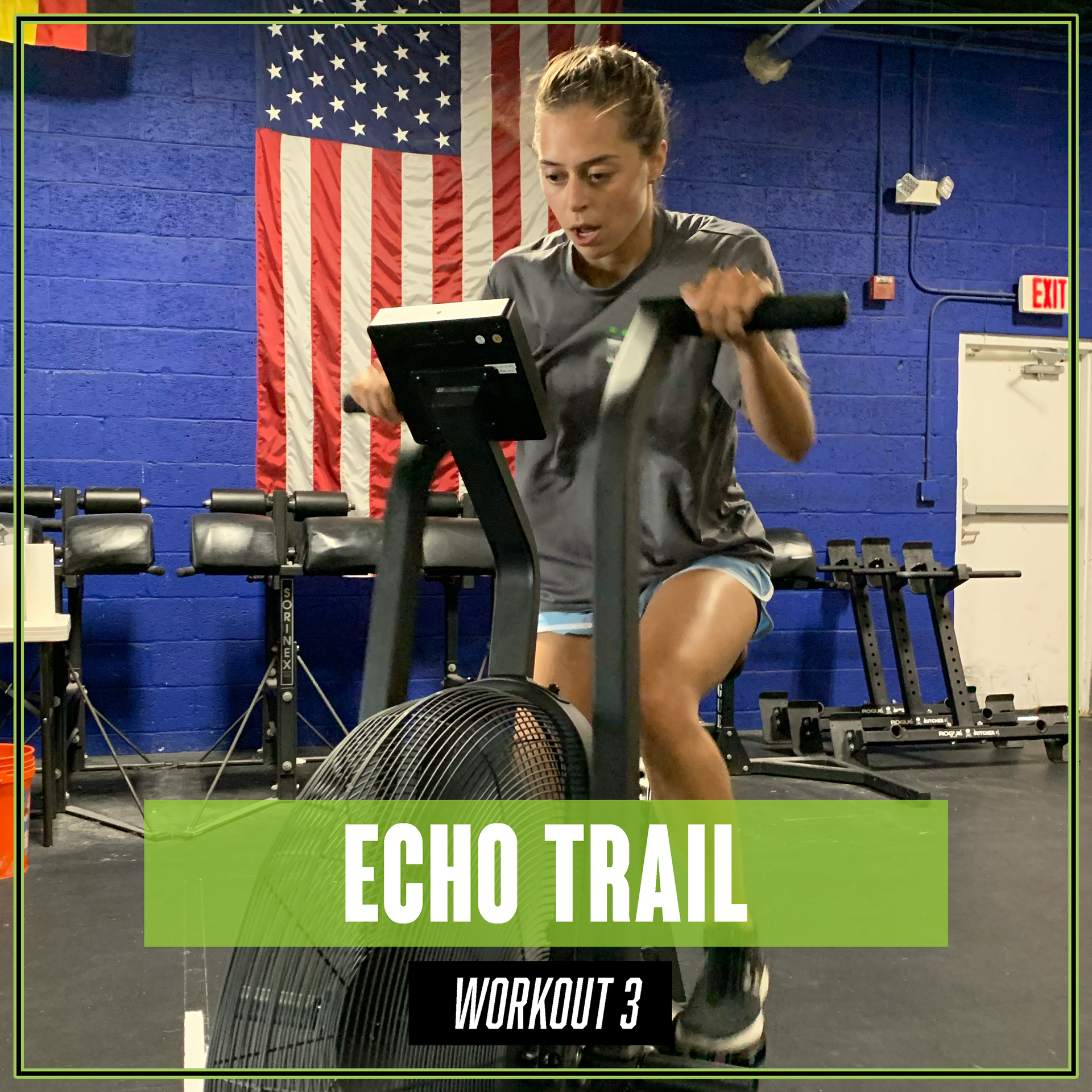 A woman is riding an exercise bike in a gym.