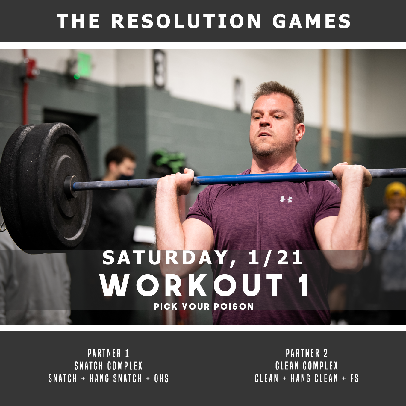 A man is lifting a barbell in a gym.